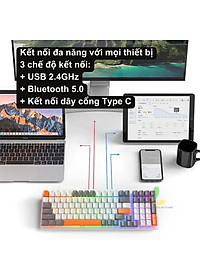 Bàn phím cơ ZIYOULANG K6 cao cấp - Phím cơ gaming 100 phím trục cơ kết nối bluetooth và USB, tuổi thọ 50 triệu lần bấm - Hàng nhập khẩu