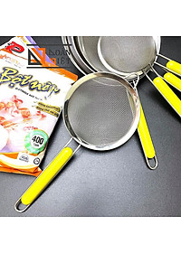 RÂY BỘT , LƯỢC DỪA, VỚT BỌT INOX cầm tay- lưới khít CÓ TAY CẦM NHỰA BỌC CHỐNG NÓNG CAO CẤP nhiều size