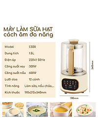 Máy làm sữa hạt Seka E500 - Có chống ồn - 1.5 lít - 9 Chức năng tiếng Việt - Hàng chính hãng