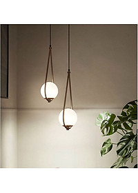 Đèn thả SAPAS chao thủy tinh địa cầu, khung mạ vàng hình giọt nước - kèm bóng LED chuyên dụng (82).