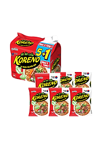 Thùng 6 Lốc Mì ăn liền Koreno Vị Bò Cay Lốc 5 +1 gói
