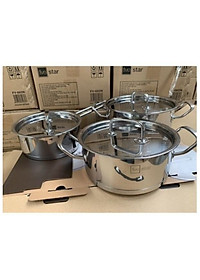 Bộ nồi quánh inox Fivestar 3 đáy từ nắp inox 3 món