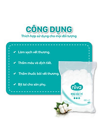 Combo 05 Gói 100 Bông Gòn Viên Tròn Y Tế NIVA Yb2 Đường Kính 27mm Nhét Tai Cho Phụ Nữ Sau Sinh