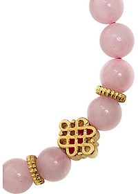Vòng Tay Phong Thủy Nữ Đá Thạch Anh Hồng Phối Charm Si (8mm) Mệnh Hỏa, Thổ Ngọc Quý Gemstones