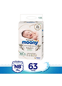 Tã dán cao cấp Moony Natural Newborn 63 miếng nhập khẩu Nhật Bản