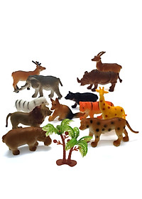Bộ sưu tập 12 thú rừng Safari hoang dã (5-7 cm) bằng nhựa đặc nguyên khối, an toàn cho trẻ, thích hợp làm đồ chơi, mô hình học tập, nhận biết cho bé trai, bé gái trên 3 tuổi