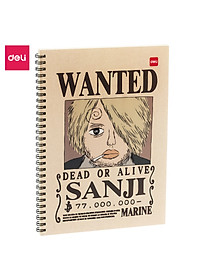 Sổ tay ghi chép gáy xoắn kẻ ngang A5 B5 60 trang hình Vua cướp biển One Piece Deli - Phù hợp học sinh văn phòng - Mẫu ngẫu nhiên - EN004