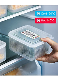 Set hộp thực phẩm 2 lớp bảo quản tủ lạnh, dùng được trong lò vi sóng Nakaya 1.1L - Hàng nội địa Nhật Bản (#Made in Japan)