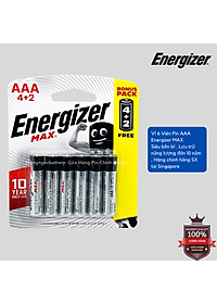 Vỉ 6 Viên Pin AA , Pin AAA Energizer Max 1,5V Alkaline - Hàng chính hãng