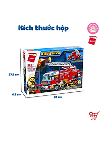 Đồ chơi lắp ráp xếp hình cứu hỏa Qman 2807 – Ô TÔ CỨU HỎA (366 mảnh ghép) dành cho bé trai trên 6 tuổi