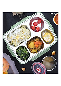 Hộp Cơm Văn Phòng 5 Ngăn Inox 304 Giữ Nhiệt Chống Tràn Có Giá Điện Thoại Tặng Thìa Đũa Cao Cấp- Hàng Chính Hãng MINIIN