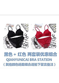  Bộ ĐồLót Ren Nữ Không Gọng Nâng Ngực Đệm Mỏng Azuno DL01  Phong Cách Sexy Dây Đôi Không Giãn Không Quăn Sau Khi Dùng Lâu