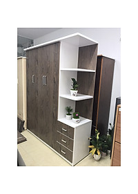 Tủ áo kèm kệ trang trí 1m6 x 1m8 x 0,5 m (nâu gỗ)