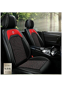 Lót Ghế Hạt Gỗ Ô Tô Phối Da Cao Cấp Libai - Lót Ghế Xe Hơi Chống Nóng, Thoáng Khí, Massage Lưng, Bảo Vệ Da Ghế Xe