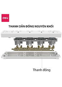 Ổ Cắm Điện Đa Năng 2500W Có Công Tắc Nguồn 3/4/6 Ổ , 3M/5M Dây Chống Giật Chống Cháy Chất Lượng Cao Deli - Phiên Bản Mới Nâng Cấp 2023 - Hàng Chính Hãng - ET401 - 406