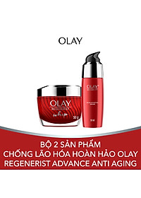 Bộ 2 sản phẩm chống lão hóa hoàn hảo Olay Regenerist Advance Anti Aging: 1 Kem dưỡng ẩm Whips 50g + 1 Serum