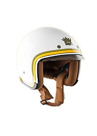 Nón bảo hiểm 3/4 kính âm Royal M139 tem V10 trắng viền vàng cao cấp  - Lót tháo rời - Kính che hết mặt