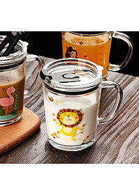 Cốc Pha Sữa Uống Nước Cốc Thuỷ Tinh Chịu Nhiệt Có Vạch Chia Dung Tích 400ML- Có Nắp Đậy Kín Chặt Kèm Ống hút Hút - Hàng Chính Hãng MINIIN