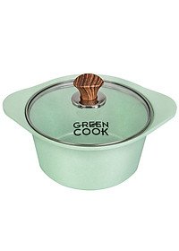 [Dùng Mọi Loại Bếp]Bộ 2 nồi và 1 quánh đúc đáy từ men chống dính ceramic  Greencook màu xanh ngọc và màu hồng ( chọn phân loại) gồm quánh size 18cm, nồi 20 và 24cm- hàng chính hãng