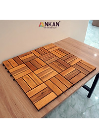 Vỉ Gỗ Lót Sàn Ban Công Thương Hiệu ANKAN Màu Nâu Vàng Loại 12 Nan, Ván Gỗ Lót Sàn Ngoài Trời, Sân Vườn, Hồ Bơi, Phòng Spa, Siêu Bền, Chịu Nước Tốt, Chống Trơn Trượt, Tiêu Chuẩn Xuất Khẩu (1 Vỉ)