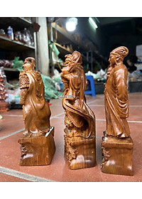 COMBO 3 TƯỢNG ,KHỔNG MINH ,QUAN CÔNG ,TRIỆU TỬ LONG BẰNG GỖ BÁCH XANH THƠM PHỨC KT CAO 30×9×6CM