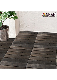 Vỉ Gỗ Lót Sàn Thương Hiệu ANKAN Gu Màu Đen 6 Nan, Ván Sàn Gỗ Tự Nhiên, Sân Vườn, Hồ Bơi, Phòng Spa, Siêu Bền, Chịu Nước Tốt, Chống Trơn Trượt, Tiêu Chuẩn Xuất Khẩu (1 Vỉ)