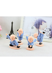Combo 4 Tượng Chú Tiểu Đánh Võ Dễ Thương Trang Trí Xe Hơi, Bàn Làm Việc, Bonsai PaKaSa