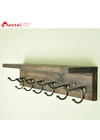 Móc gỗ treo quần áo gắn tường nhiều kích thước màu nâu rustic, kệ treo đồ trang trí Anzzar, decor phòng ngủ,móc treo quần áo, phụ kiện, giá gỗ treo quần áo