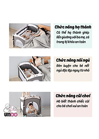 Nôi cũi vải gấp gọn đa năng umoo um-08108 chính hãng sang chảnh