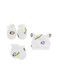 Set mũ, bao tay, bao chân cao cấp cho bé sơ sinh từ 0 - 6 tháng tuổi