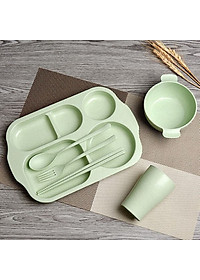 Bộ Khay đựng đồ ăn kèm phụ kiện bằng Lúa Mạch - Hàng Chính Hãng 