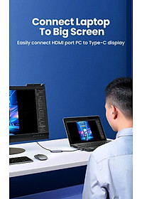 Ugreen UG70693CM323TK 4K 60hz Bộ chuyển đổi HDMI sang USB Type-C màu ghi xám có cổng cấp nguồn micro usb 5v - HÀNG CHÍNH HÃNG