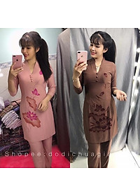 Đồ Lam Đi Chùa # CTân Bà Lai Hoa In # Vải Thun # Quần Áo Nữ # Đồ Bộ Nữ