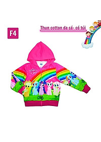 Áo khoác bé gái hình cầu vồng từ 11-43kg - Chất liệu thun cotton da cá in 3D