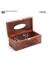 Hộp giấy ăn gỗ Hương cỡ lớn hàng VIP - Đục Khắc Hoa Văn Tinh Xảo/ Độc Đáo/ kiểu cách phương Đông - CTH752