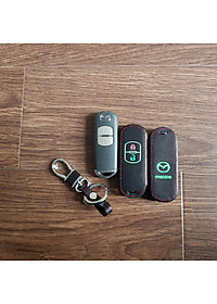 Cho xe Mazda, bao da chìa khóa 3 nút dạ quang kiêm móc khóa chất liệu da, Inox MIHOCO Mazda 3N/ Hành chính hãng