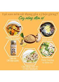 Bột gừng hữu cơ sấy lạnh Dalahouse 50gr - Nguyên màu, nguyên mùi, nguyên vị - Tiện dụng, không tốn công bóc vỏ, giã đập, say nghiền, rửa đồ nghề chế biến