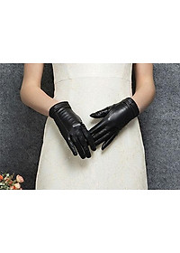 Găng tay nữ da cừu đơn giản BHY8618 Bao tay nữ lót lông giữ ấm, chống ngấm nước tốt.