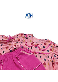 Bộ quần dài áo tay lỡ họa tiết Bi nhiều màu nền hồng sen cotton - AICDBGYNWLQU - AIN Closet