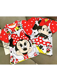 Đầm váy suông tay phồng mùa hè cho bé gái hình Hello kitty Doremon Pony Mickey size 12-30kg chất cotton mềm mát