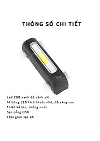 Đèn đuôi xe đạp xanh đỏ cảnh sát COB 120lumens chống nước IPX4 sạc điện FGY306 Mai Lee