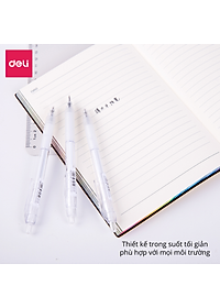 Bút Bi Nước Mực Gel Bấm Ngòi 0.5mm Deli - Thiết Kế Vỏ Trong Suốt Phù Hợp Văn Phòng Sinh Viên Học Sinh Ghi Chép Sổ Tay - A057B