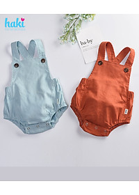 Bộ romper linen lưng chun cho bé trai bé gái Haki BL001, bộ body cho bé, baby bodysuit, set áo liền quần cho bé từ 6-13kg