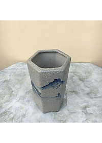 Chậu bonsai Lục giác ống mini men Rạn gốm Bát tràng 1 size BM-93