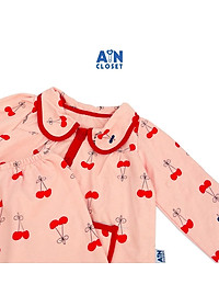 Bộ quần áo dài bé gái họa tiết Cherry đỏ nền hồng thun da cá - AICDBGK55GDE - AIN Closet