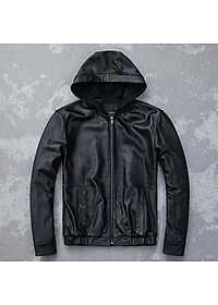 Áo khoác da nam có nón chống thấm nước SITAKI cao cấp AD29
