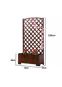 Vách ngăn trang trí phòng khách sân vườn kèm chậu trồng hoa cây cảnh gỗ thông kiểu dáng vintage