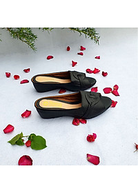 Giày Sục nữ đế xuồng da bò Hở Mũi 4Cm Trường Hải SN125