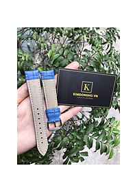 Dây đồng hồ da vân cá sấu màu xanh đủ size