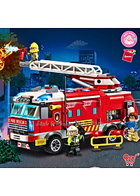 Đồ chơi lắp ráp xếp hình cứu hỏa Qman 2807 – Ô TÔ CỨU HỎA (366 mảnh ghép) dành cho bé trai trên 6 tuổi